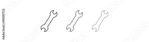 Wrench Outline Icon vector set. Repair, repair tool, screwdriver icon vector design symbol. Line Style mechanic, service, adjust, Settings Vector Illustration.