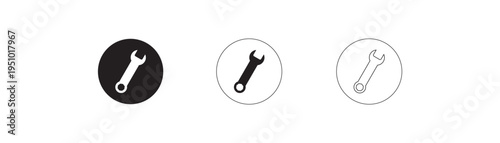 Wrench Icon. Repair Settings Symbol Vector. minimalist outline of a wrench, perfect for DIY or repair-themed content. Clean, simple, and instantly recognizable. 