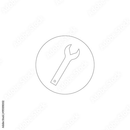Wrench Icon. Repair Settings Symbol Vector. minimalist outline of a wrench, perfect for DIY or repair-themed content. Clean, simple, and instantly recognizable. 