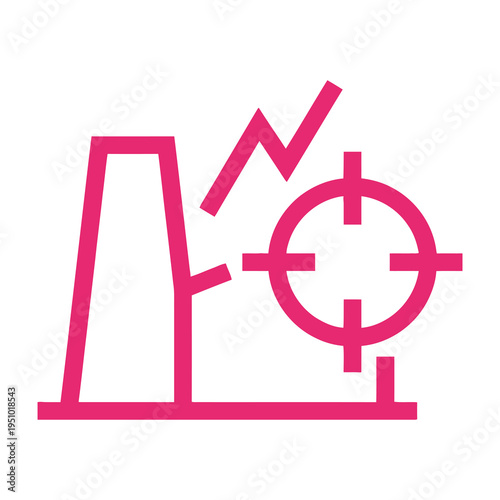 Pink graph and target symbol with rising arrow on white background