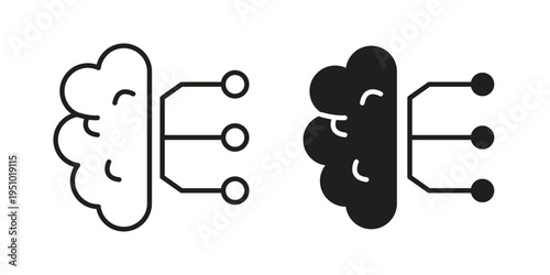 Brain circuit icon pack flat vector in outline
