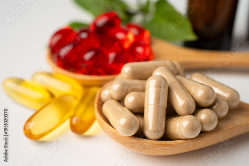 Alternative medicine herbal organic capsule.