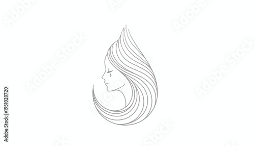 Sad Woman's Face in Water Drop Silhouette, Crying, Emotional Distress, Grief