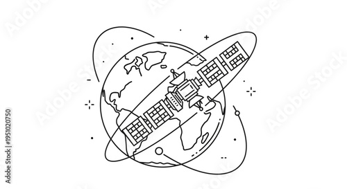Satellite orbiting Earth, space exploration, technology, communication, global network, science