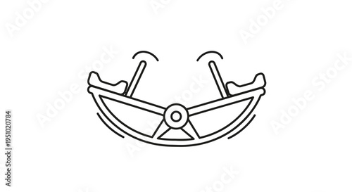 Seesaw Ride Icon Outline, Amusement Park Attraction, Fun Fair Entertainment