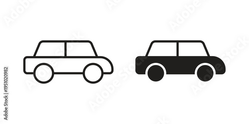 Car side view icon pack flat vector in outline