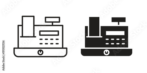 Cash register icon pack flat vector in outline