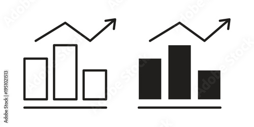 Chart histogram icon pack flat vector in outline