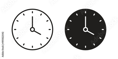 Clock-five icon pack flat vector in outline