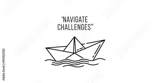 Paper boat navigating wavy water, symbolizing overcoming challenges and resilience