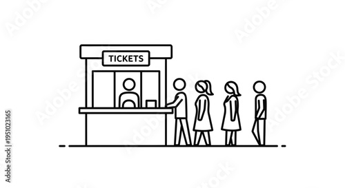 People Queueing at Ticket Booth for Event or Attraction