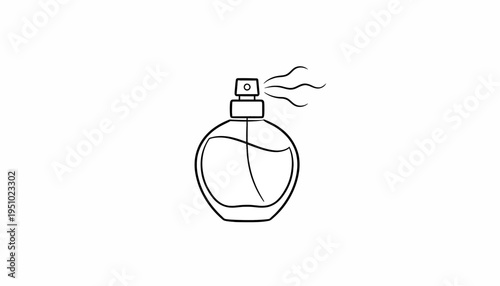 Perfume Bottle Spraying Fragrance Mist, Minimalist Line Art Icon