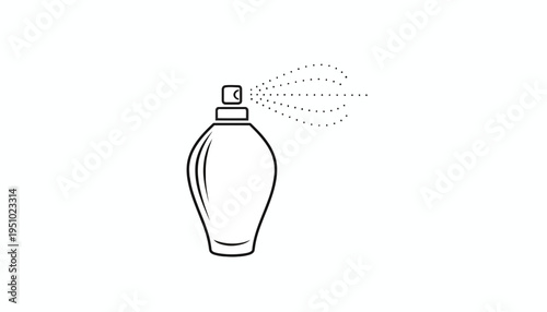 Perfume Bottle Spraying Mist - Minimalist Line Art Icon
