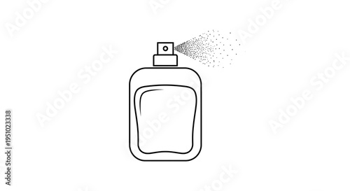 Perfume Bottle Spraying Mist, Minimalist Line Art Icon