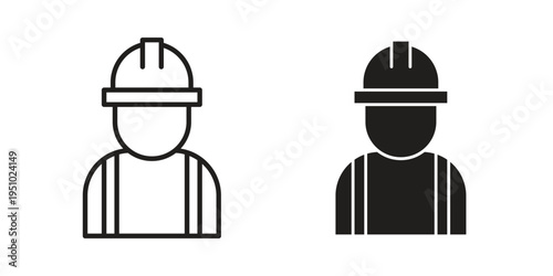 Construction worker icon pack flat vector in outline