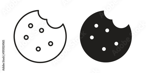 Cookie icon pack flat vector in outline