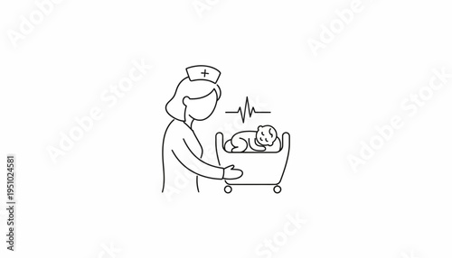 Nurse with Newborn Baby in Incubator, Healthcare, Medical Care, Life Support