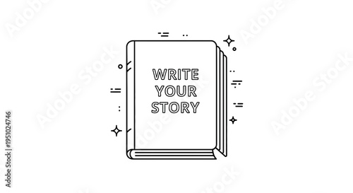 Open Book with "Write Your Story" Text, Inspiring Creativity and Imagination