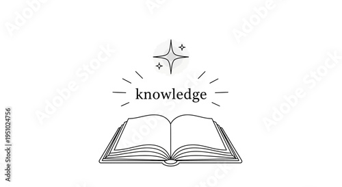 Open Book with Sparkles and the Word Knowledge, Symbolizing Learning and Wisdom