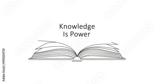 Open Book With Text Knowledge Is Power, Symbol of Wisdom and Education