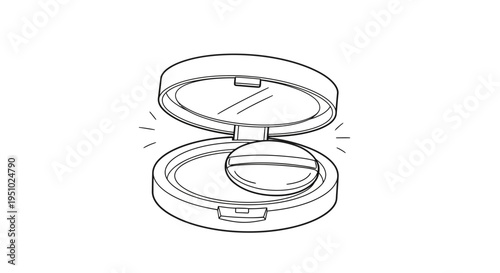 Open compact powder case with puff, makeup product illustration, beauty essential