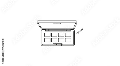 Open Eyeshadow Palette with Brush Icon, Makeup Product, Beauty Cosmetic