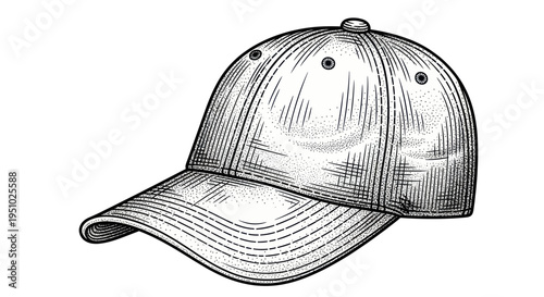 Vintage Baseball Cap Sketch Illustration