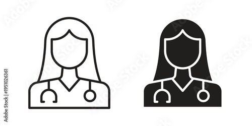 Doctor icon pack flat vector in outline