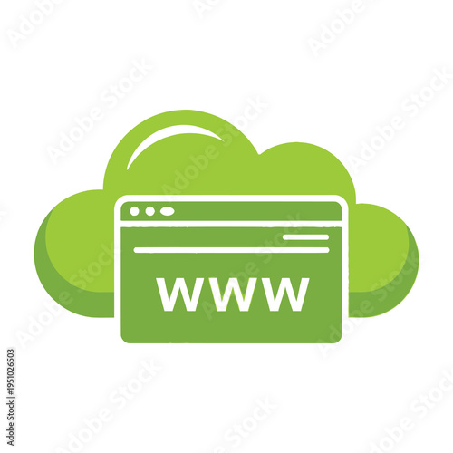 Green cloud web browsing icon
