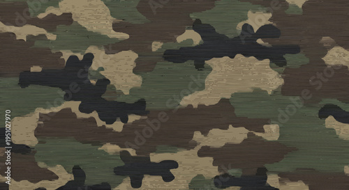 Camouflage pattern with woodland colors and textures for military and outdoor applications