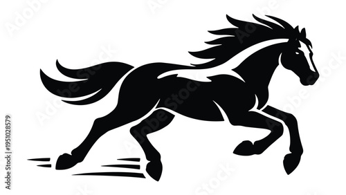 Running Horse Silhouette – Wild Stallion Animal Illustration in Black Design
