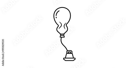 Minimalist Outline of a Deflated Balloon with a Weight