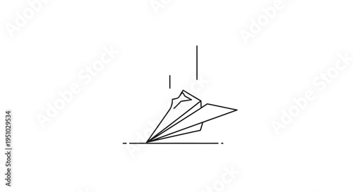 Minimalist paper airplane taking off, symbolizing new beginnings, travel, and creativity