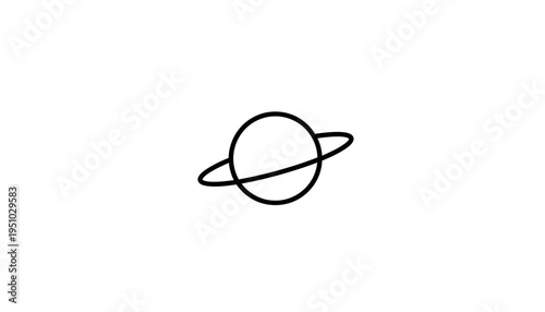 Minimalist Planet Saturn Ring Icon Simple Line Art Space Cosmic Universe