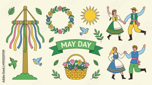 May Day Celebration with Traditional Folk Dancing and Maypole.