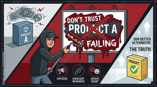 Person vandalizing billboard with paint roller.