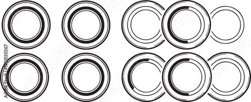 Arrangement of concentric circles in a symmetrical pattern on a white background Vector