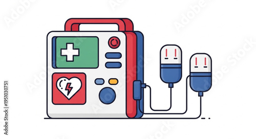 Automated External Defibrillator Medical Device Illustration.