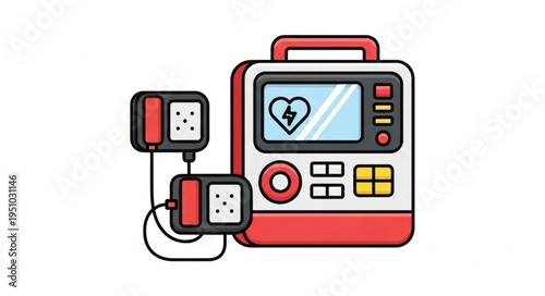 Automated External Defibrillator Medical Device Illustration.