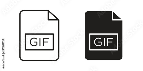 Gif icon pack flat vector in outline