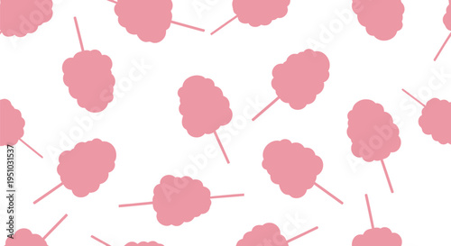 Pink Cotton Candy Vector Pattern Seamless Background for Kids Party and Sweet Designs