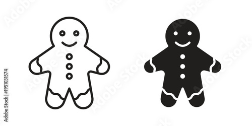 Gingerbread man icon pack flat vector in outline