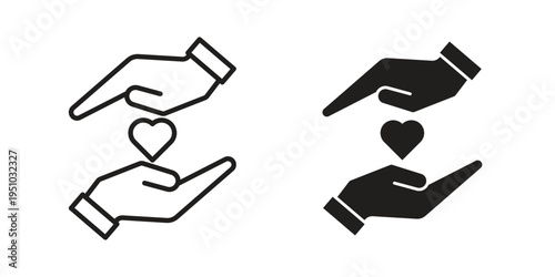 Hand holding heart icon pack flat vector in outline