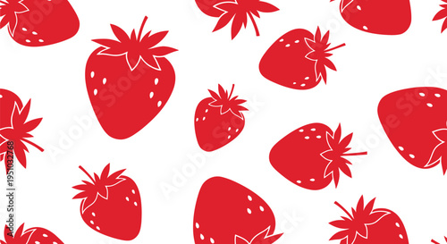 Strawberry vector pattern seamless red fruit background for summer fabric and packaging design