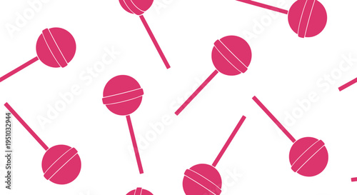 Pink Lollipop Vector Pattern Seamless Background for Candy and Sweet Designs