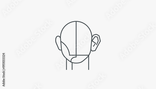 Minimalist Line Art of a Human Head from Behind, Showing Skull Structure and Ear