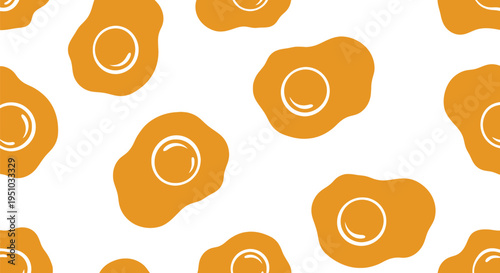 Seamless Fried Egg Vector Pattern in Orange and White for Kitchen Decor and Food Design