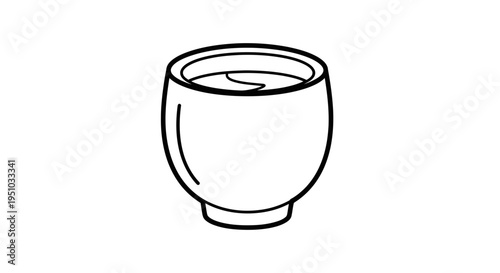 Minimalist Line Art of a Simple Tea Cup with Beverage