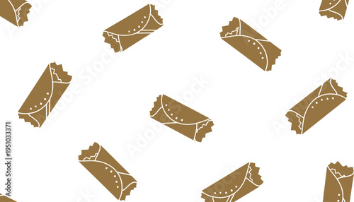 Cannoli dessert vector pattern seamless background for bakery and pastry design