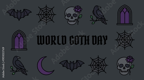 World Goth Day Celebration with Gothic Symbols.